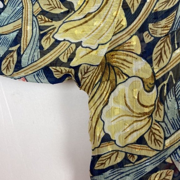 Rare H&M x William Morris & Co 6 Floral Pimpernel Print Top Blouse Tie-front - Picture 6 of 15